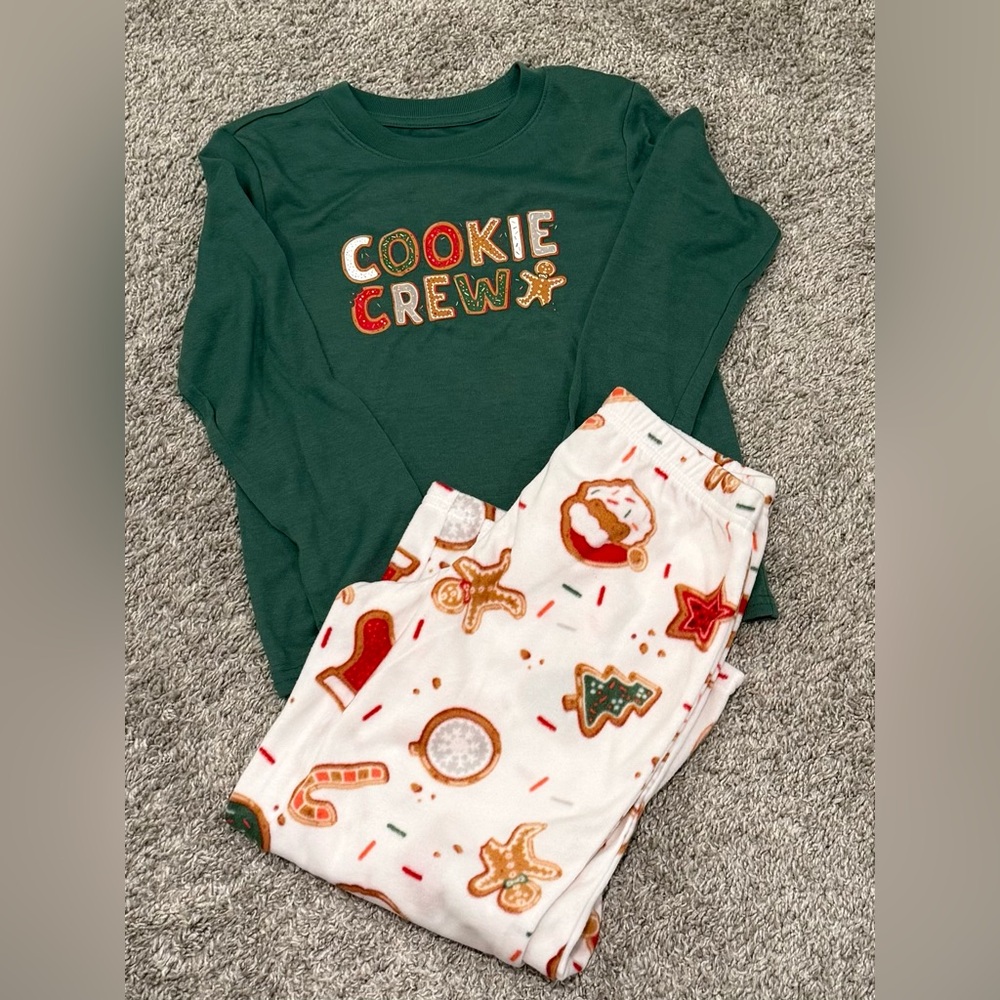 NWT- Cookie Crew Kids Pajamas - Green and White